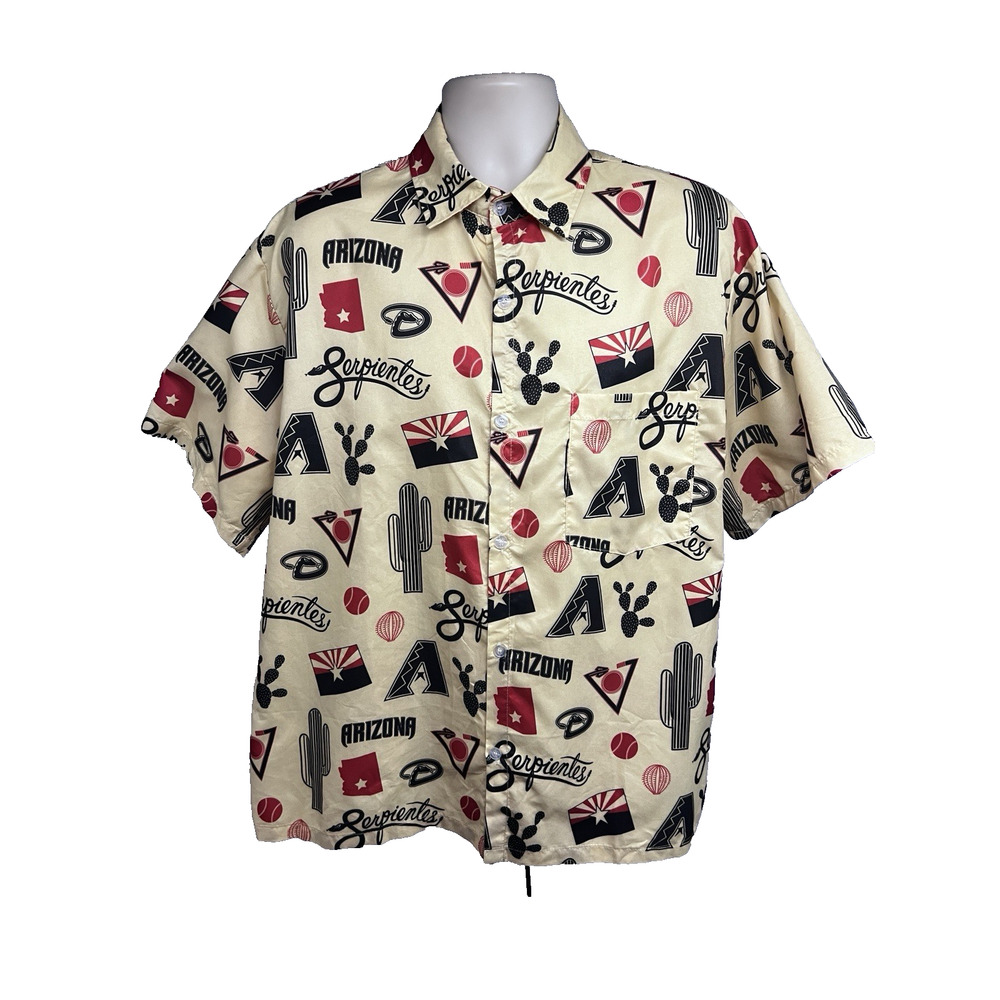 Arizona Diamondbacks MLB Baseball Yellow Graphic Hawaiian Button Up Shirt Large